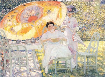  Carl Pintura - La sombrilla de jardín Mujeres impresionistas Frederick Carl Frieseke